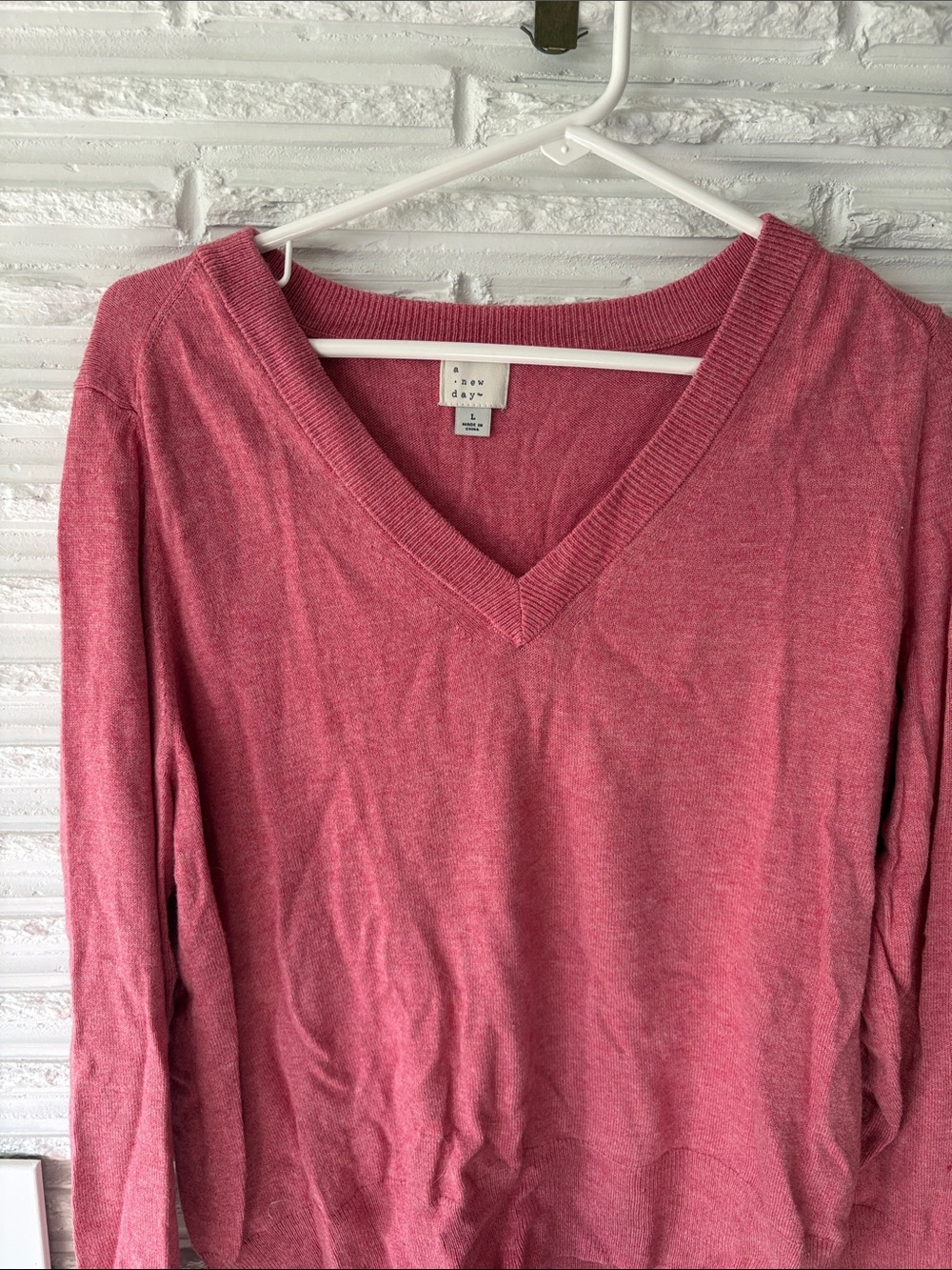 a new day Rose Pink V-Neck Sweater